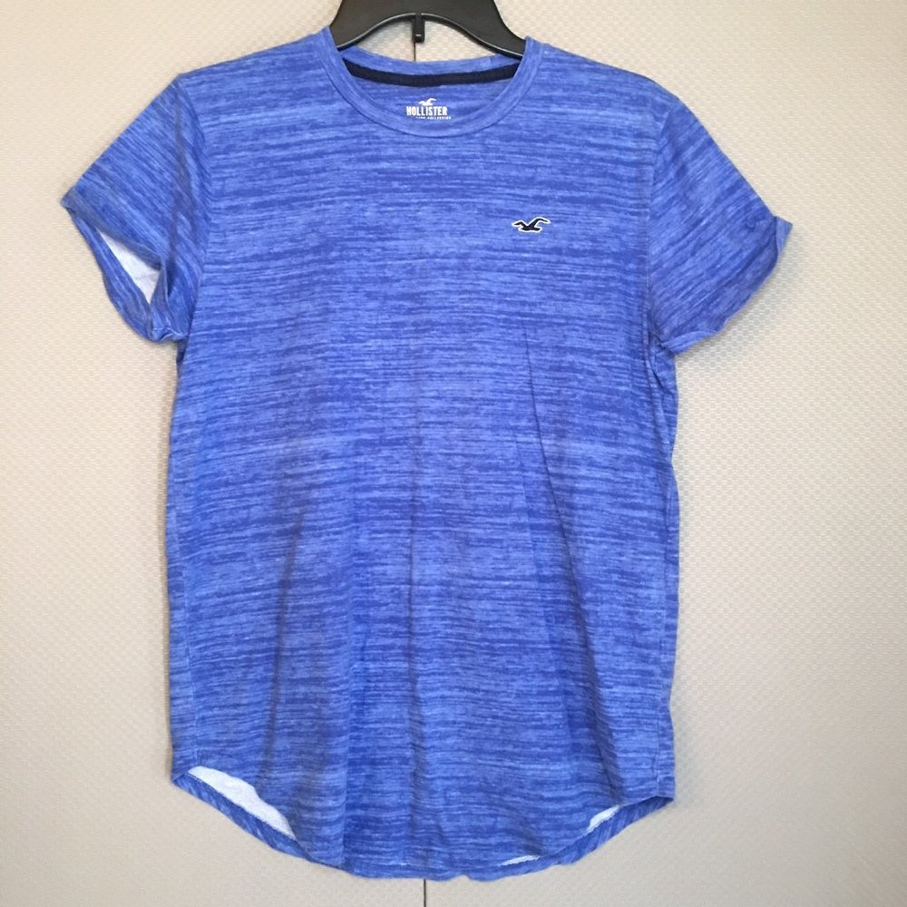 Hollister Men's Small Crewneck Blue T-shirt Curved Hem